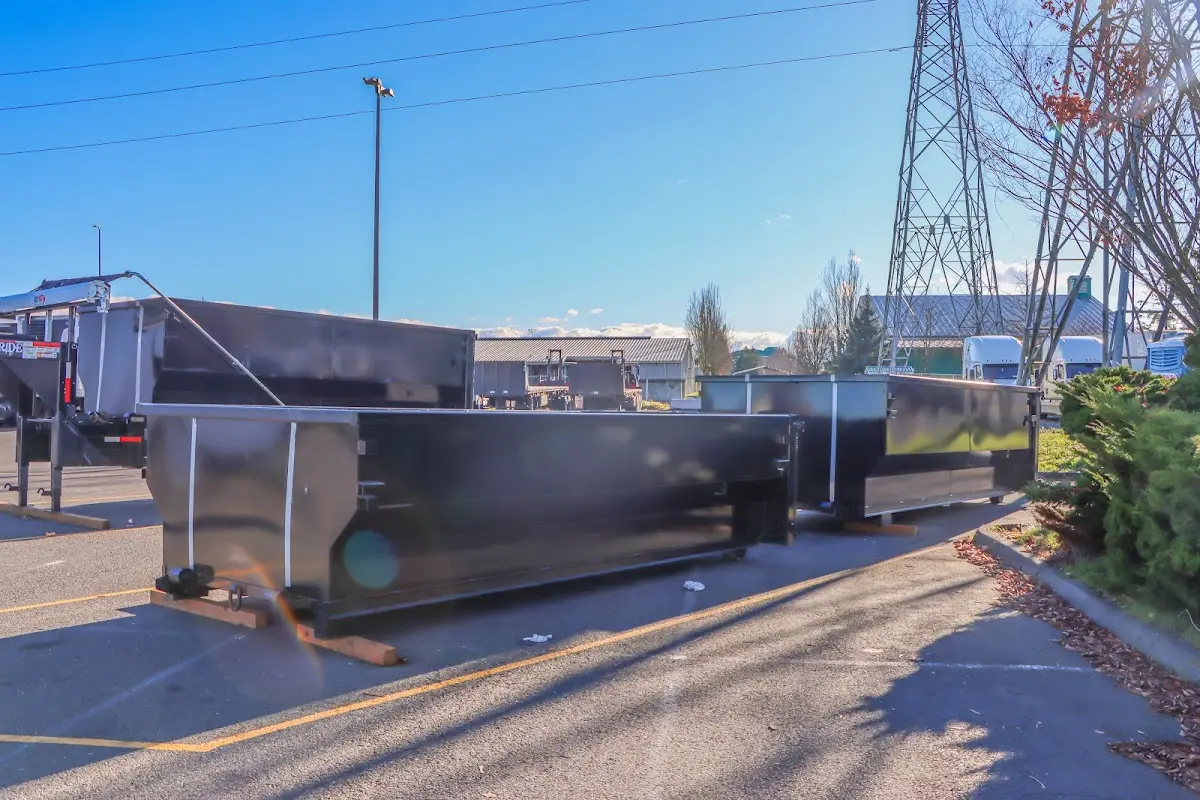 Roll-off dumpster ready for waste disposal at job site for Roll Off Dumpster Rental in Reminderville